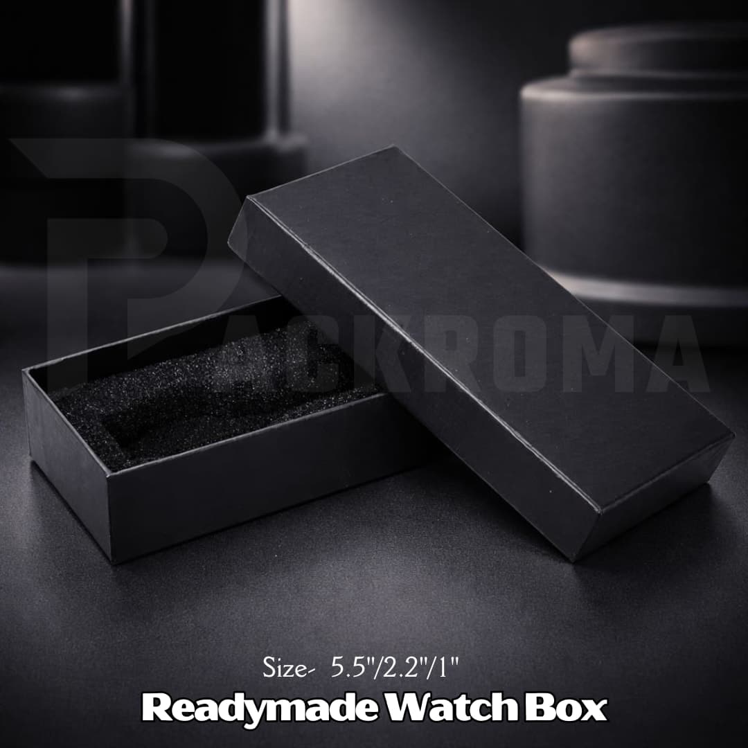 5.5"×2.2"×1" Slim Watch Box with Foam – Readymade Hard Board Packaging Box