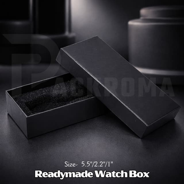 5.5"×2.2"×1" Slim Watch Box with Foam – Readymade Hard Board Packaging Box