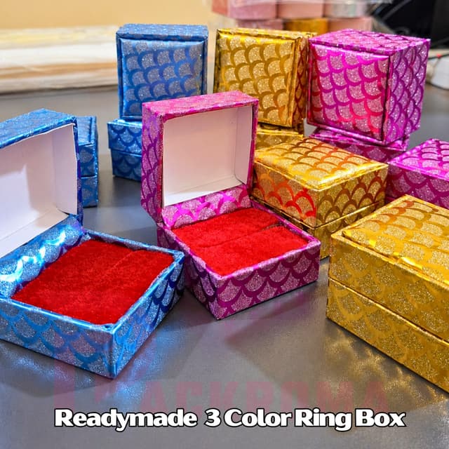 3 Color Ring Box 2"×2"×1.5" – Readymade Jewelry Packaging Box (Mix Color Set)