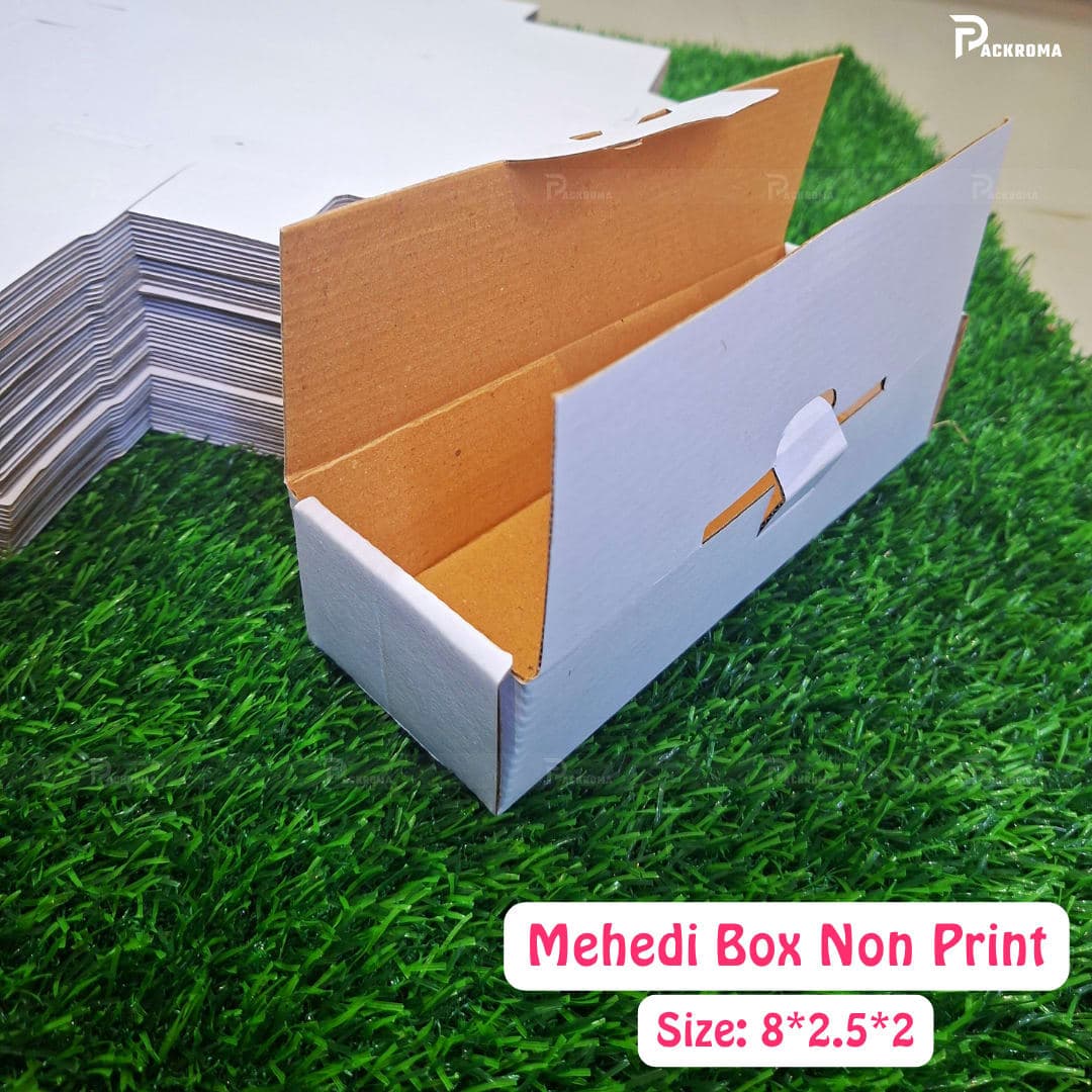 8"×2.5"×2" Mehendi Die-Cut Box – Brown & White Color (8/2.5/2) thumbnail 2