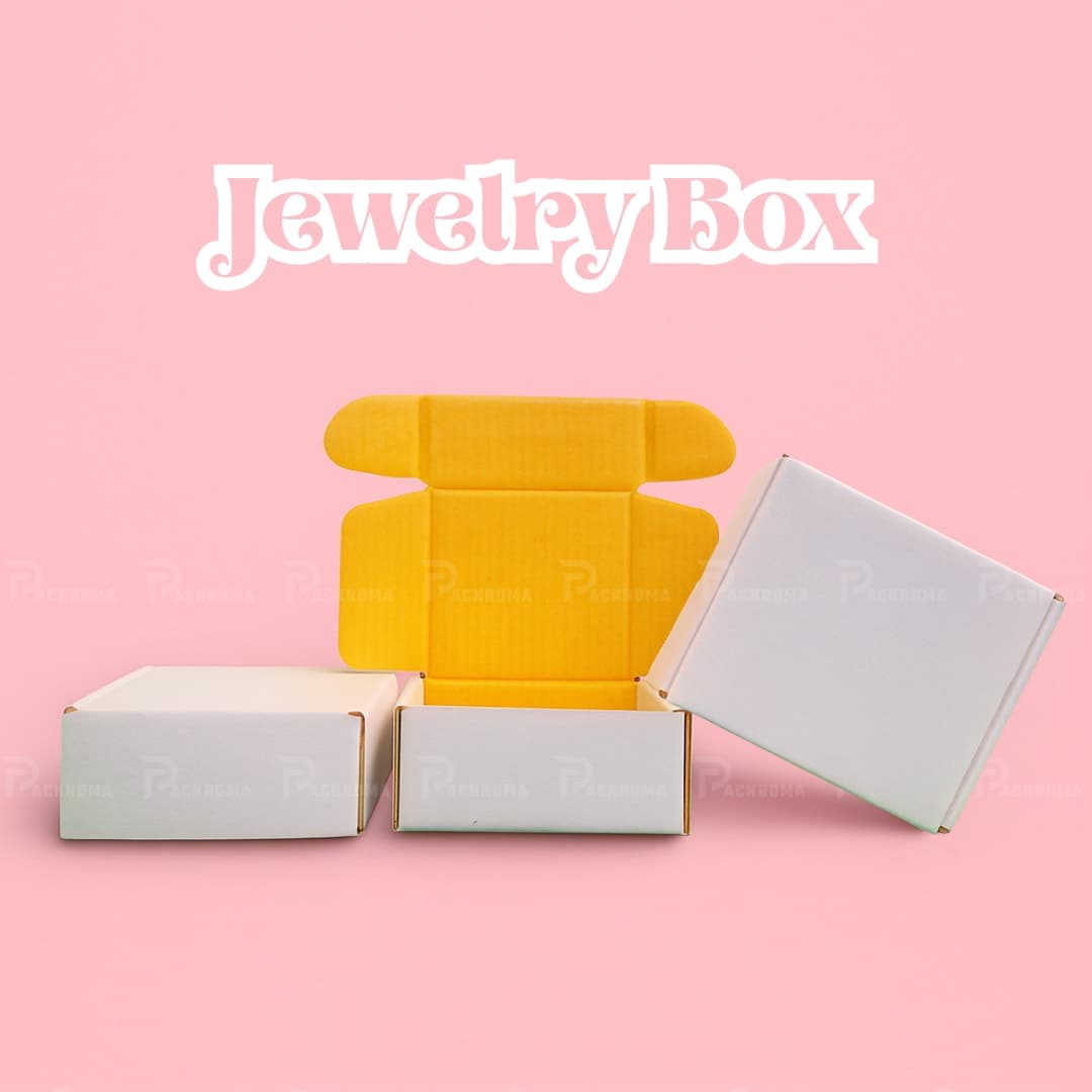 4"×4"×2" Jewelry Box – Die-Cut White & Brown Gift Packaging Box (4/4/2) thumbnail 2