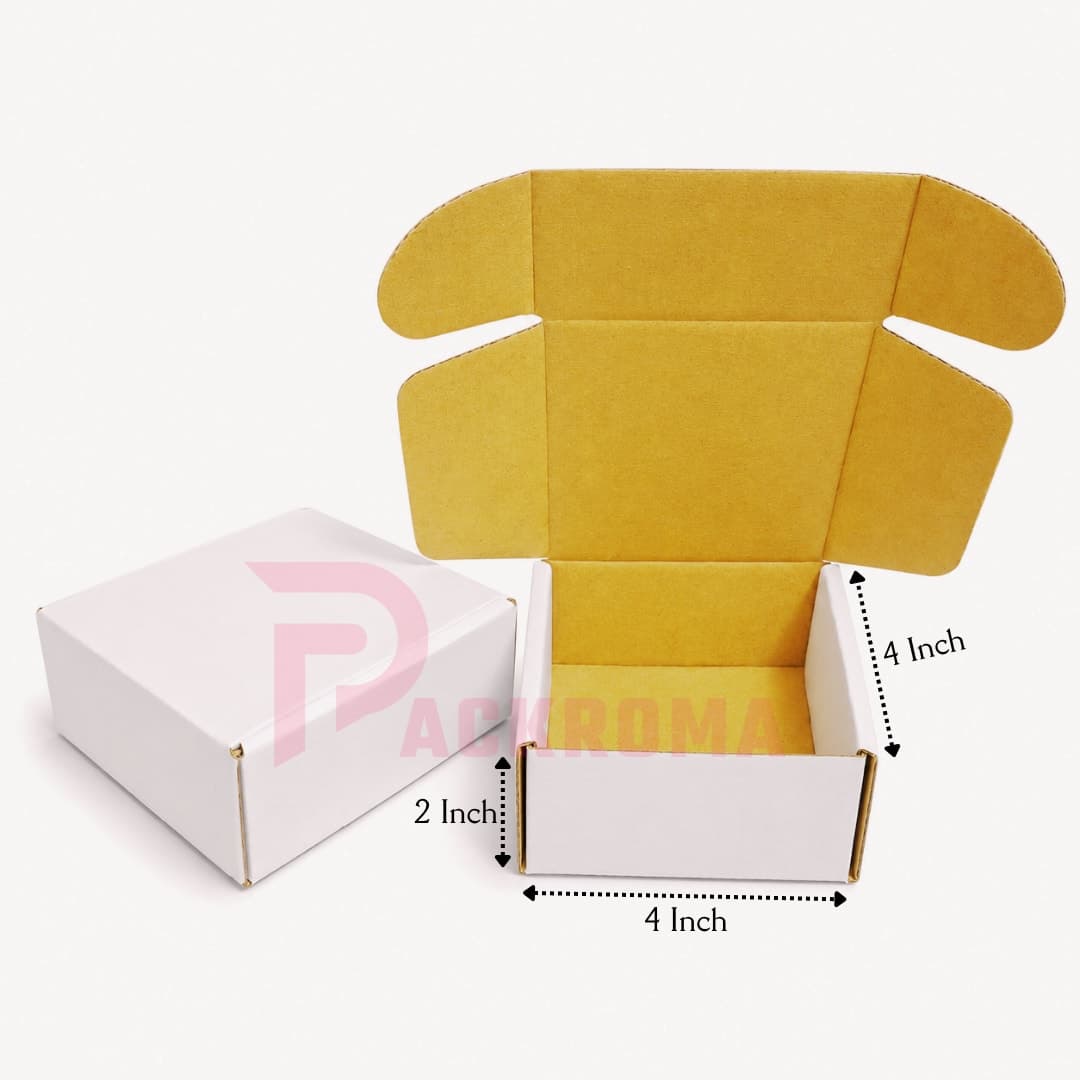 4"×4"×2" Jewelry Box – Die-Cut White & Brown Gift Packaging Box (4/4/2) thumbnail 3